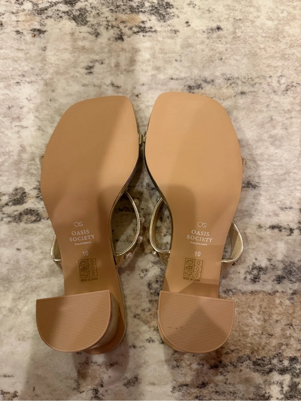 Pearl-Embellished Metallic Wedge Sandals - Gold